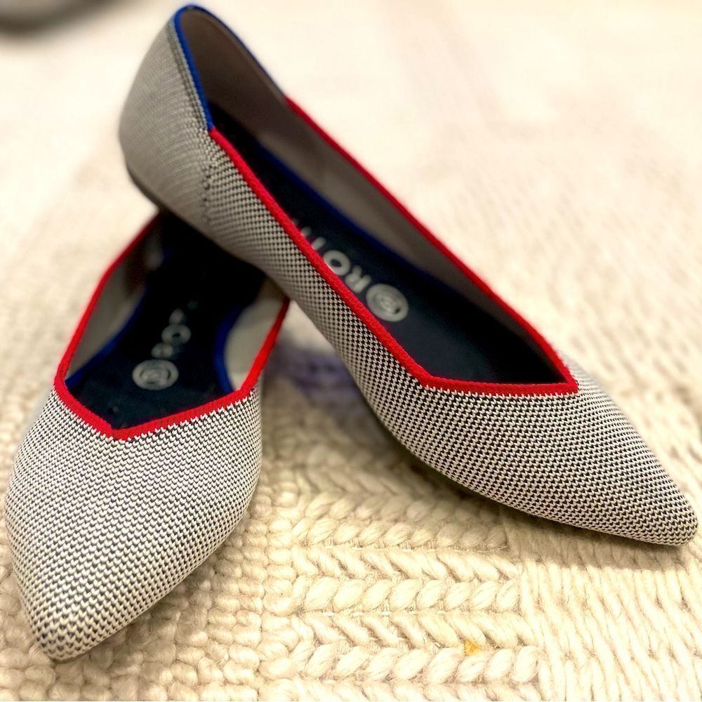 Rothy's Piped Point Grey Gray The Point Flat Rare… - image 1